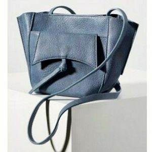 Anthro 2 pc PU Leather Celeste Crossbody Bag Matching Wristlet Snap Clutch Blue